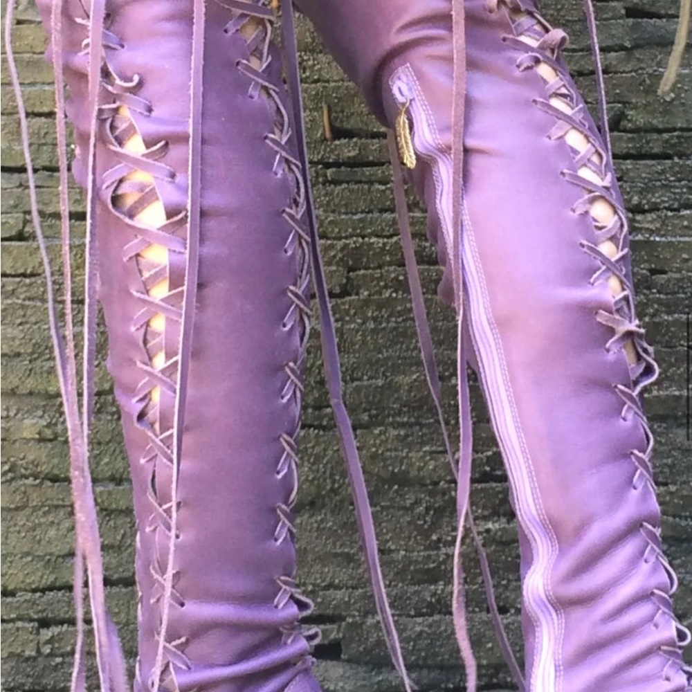 NIB Gipsy Dharma Fae Lavender Leather Lace up Boots Size 9 Festival Boho Hippie